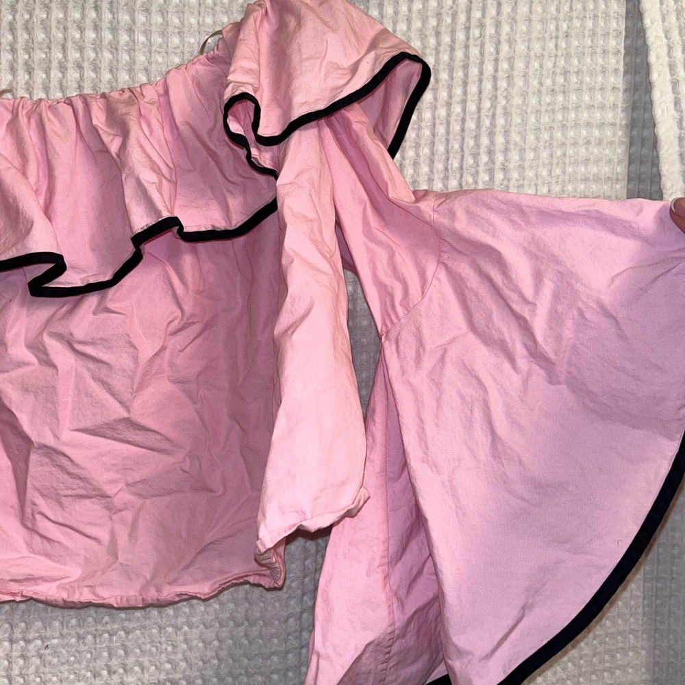 Pink Off-Shoulder Ruffle Top - Picture 3 of 4